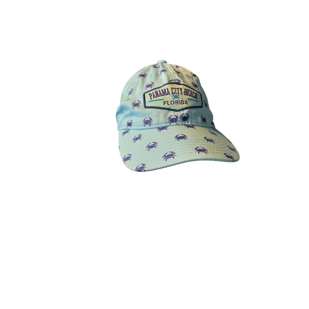 CSI Panama City Beach Florida Crab Print Baseball Cap Light Blue OSFM Hat